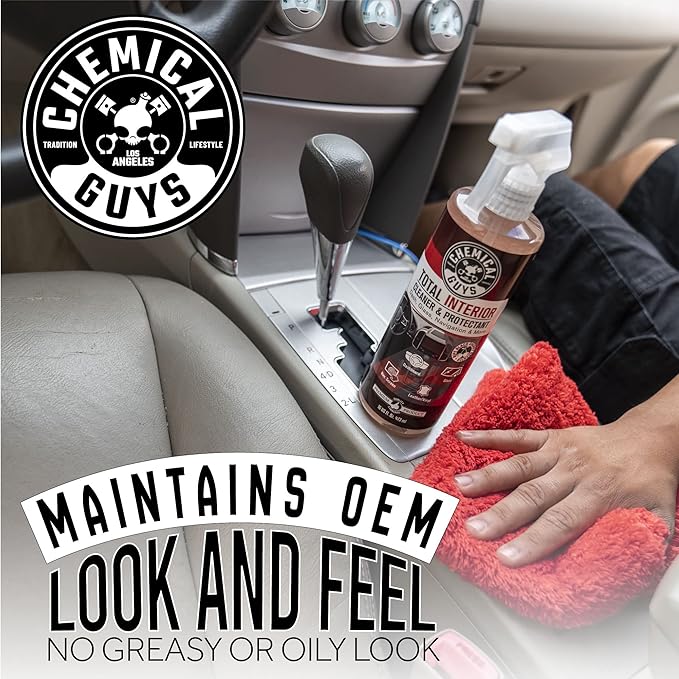 Chemical Guys Total Interior Cleaner and Protectant - Black Cherry Scent, Cleans and Protects Leather, Vinyl, Plastic, Rubber, Glass, and Fabric, Safe for Cars, Trucks, SUVs, RVs, and More - 16 oz