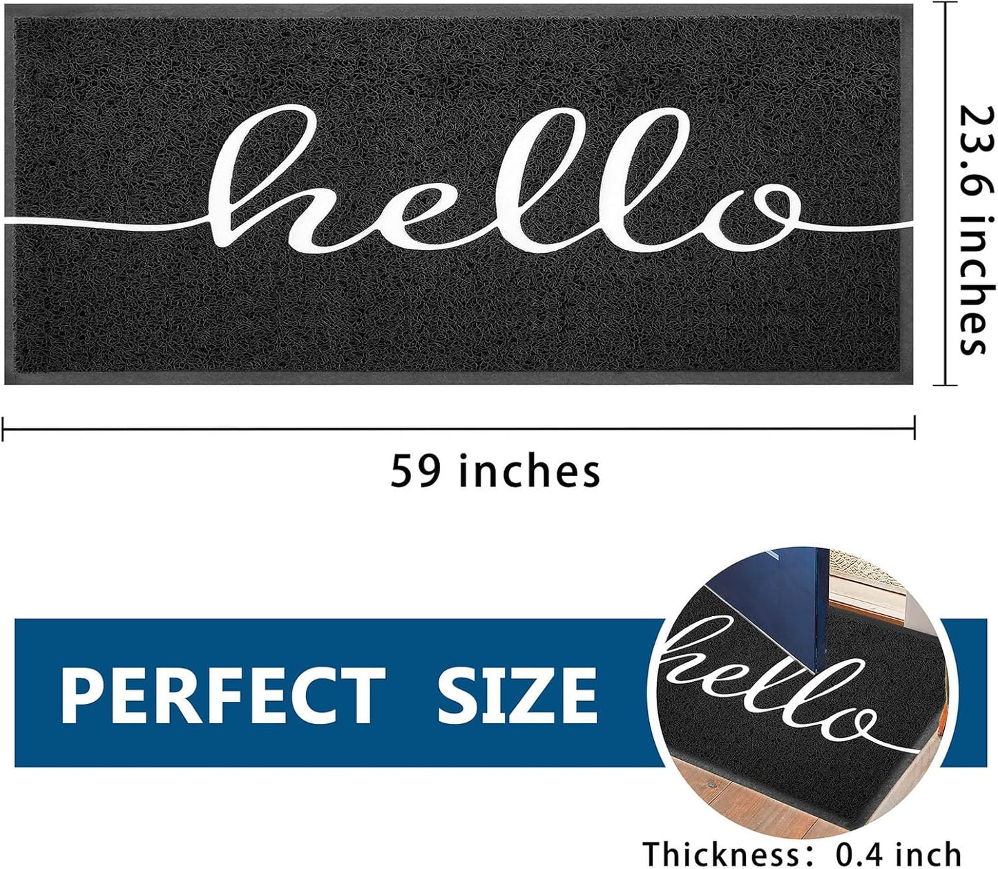 EARTHALL Funny Hello Mats Outside/Inside 59"x24", Front Door Mat Outdoor Entrance, Indoor Outdoor Mats for Home Entrance, Funny Doormat Outside/Inside Entry, Front Porch Decor for Farmhouse