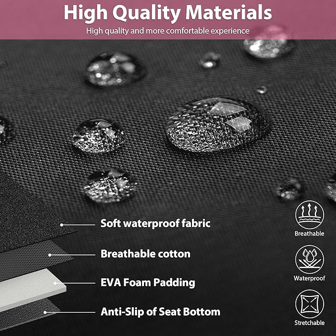 CAR PASS Waterproof Car Seat Covers Full Sets, Universal Fit Seat Covers for Cars, EVA Neoprene Seat Cover Set Full Sets, Interior Covers for Auto SUV,Vans,sedans, Trucks,(Black Pink)