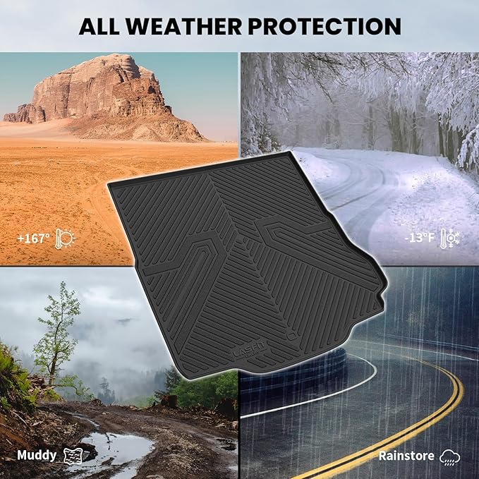 LASFIT Cargo Mat for Dodge Charger Daytona 2024 2025 Scat Pack & R/T, All Weather TPE Custom Fit Trunk Mats Cargo Liners, Black