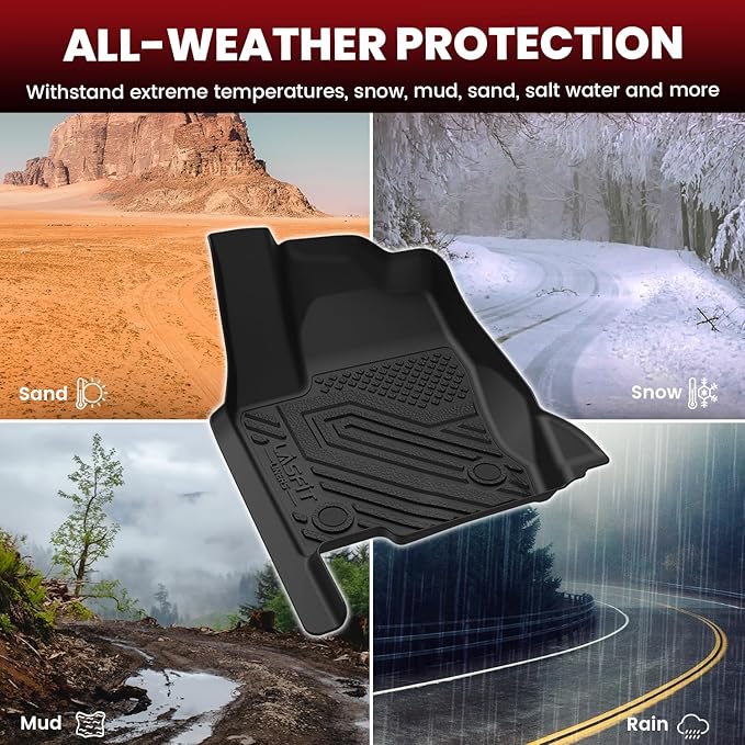 LASFIT Floor Mats for Toyota Land Cruiser 2024-2026/ for Lexus GX550 5-Seat 2024-2026, All-Weather Protection TPE 1st & 2nd Row Car Liners for Toyota Accsessories, Black Odor-Less Easy to Clean