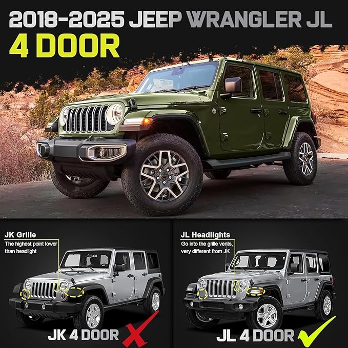 BINARY STAR Running Boards Compatible with Vehicle 2018-2026 Jeep Wrangler JL 4 Doors, 6 Inch Two-Stair Side Steps Truck Nerf Bars, Wrangler JL Carbon Steel Side Steps Truck Step Bars Estribos para