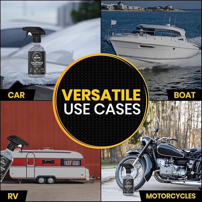 Graphene Ceramic Spray Coating - LAST SO LONG! Quick & Easy for Cars, Motorcycles, Boats & More - Professional-Grade Sealant for Maximum Gloss & Shine - Waterless Wash & Wax - 9oz Bottle