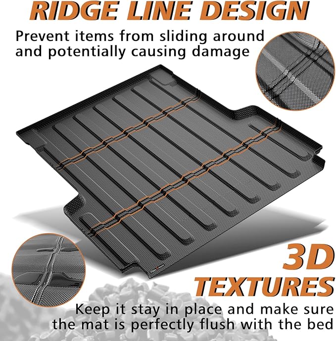 TripleAliners Truck Bed Mat Compatible with Jeep Gladiator JT 2025 2024 2020-2023 Accessories 5FT Vehicle Perfectly Flush All Weather Protection TPE Heavy Duty Pickup Car Bed Cargo Mat
