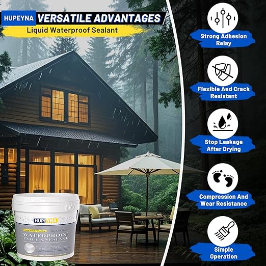 Invisible Waterproof Agent, 1.32 Gal Hupeyna Waterproof Sealant, Waterproofing Glue, Anti-Leakage Repairing Transparent Water Proof Coating Agent, Indoor and Outdoor Coating Liquid Rubber Sealant