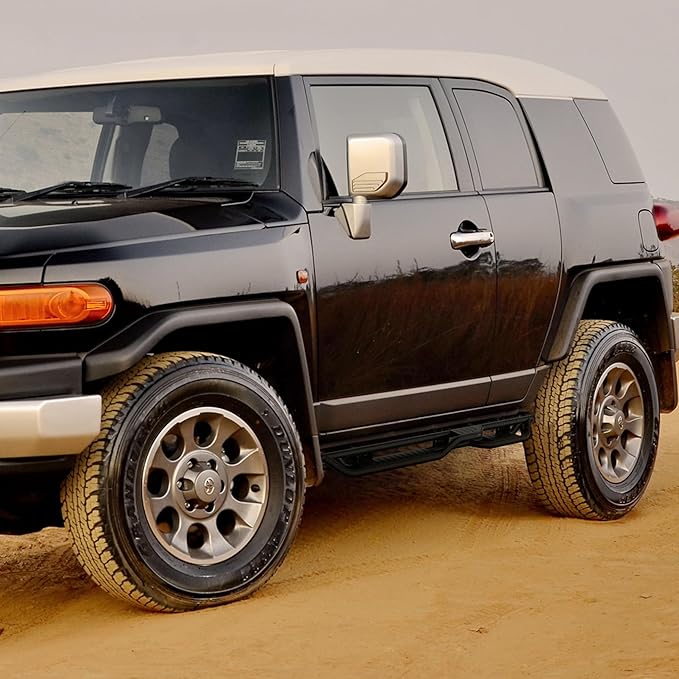 Running Boards Side Steps Compatible with Toyota FJ Cruiser 2007-2014 6.1 Inches Wide, 2 Stairs Design Side Rails Step Nerf Bars Fit for FJ Cruiser, Heavy Duty Slip Proof, Textured Black