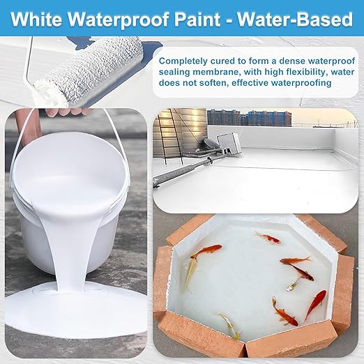 Liquid Waterproof Sealant White 35 Ounces, Endhokn Wall, Bathroom, Roof, etc Indoor and Outdoor Water-Based Waterproof Coating