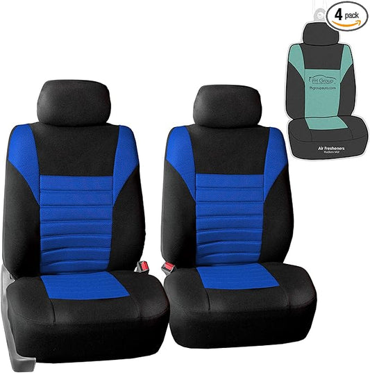 FH Group Automotive Car Seat Covers Front Set Premium 3D Air Mesh Front Seat Covers, Airbag Compatible Universal Fit Interior Accessories for Cars Trucks and SUVs - Blue