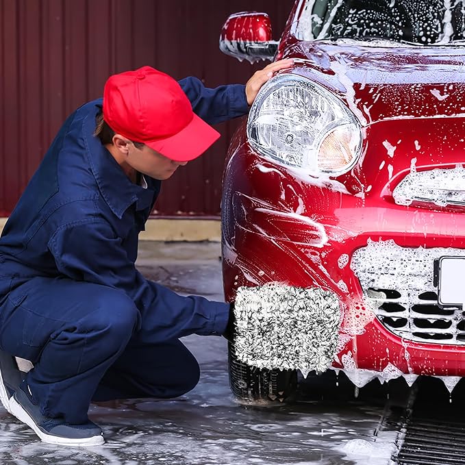TAKAVU Microfiber Cleaning Mitt, 2 Pack Premium Cyclone Car Washing Gloves, Scratch-Free Lint-Free Wash Mitts, Holds Tons of Sudsy Water for Effective Washing, Machine Washable (Black & White)