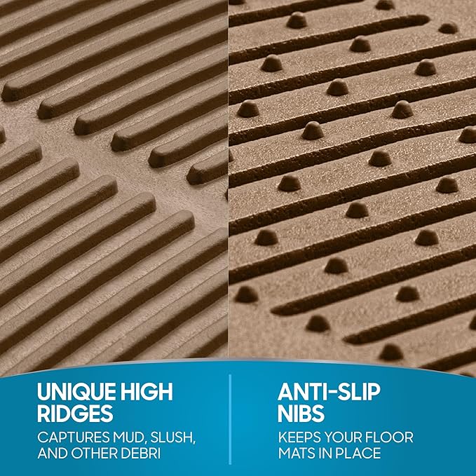 BDK Heavy Duty 4pc Front & Rear Rubber Floor Mats for Car SUV Van & Truck-All Weather Protection Universal Fit