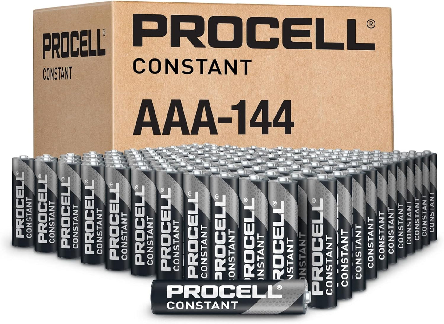 PROCELL Constant AAA Long-Lasting Alkaline Batteries (144 Pack), 10-Year Shelf Life, Bulk Value Pack for Consistent Moderate Drain Professional Devices