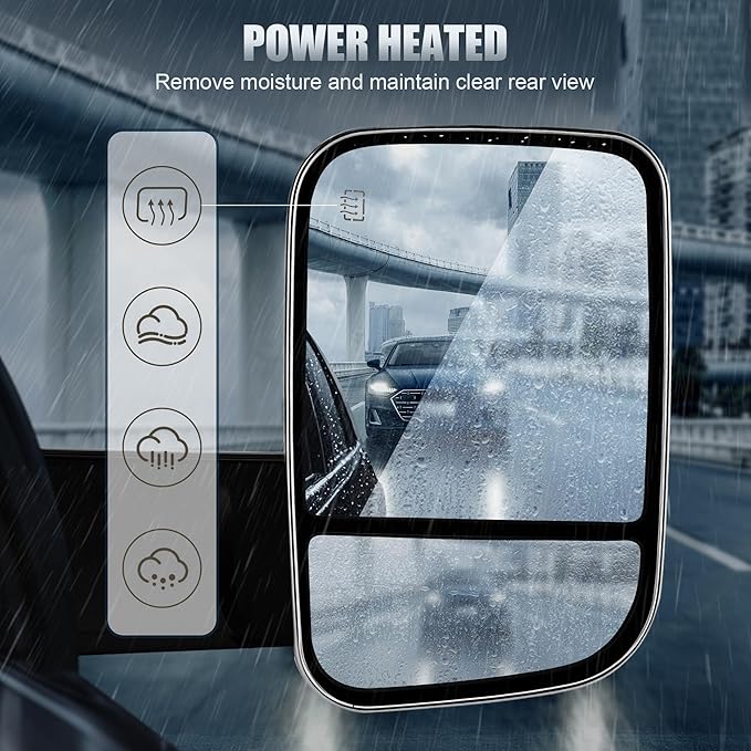 Tow Mirrors Compatible with 2009-2018 Dodge Ram 1500, 2010-2018 2500 3500, Flip Up Extended Trailer Towing Side Mirrors w/Smoked Turn Signal, Power Heated, Chrome