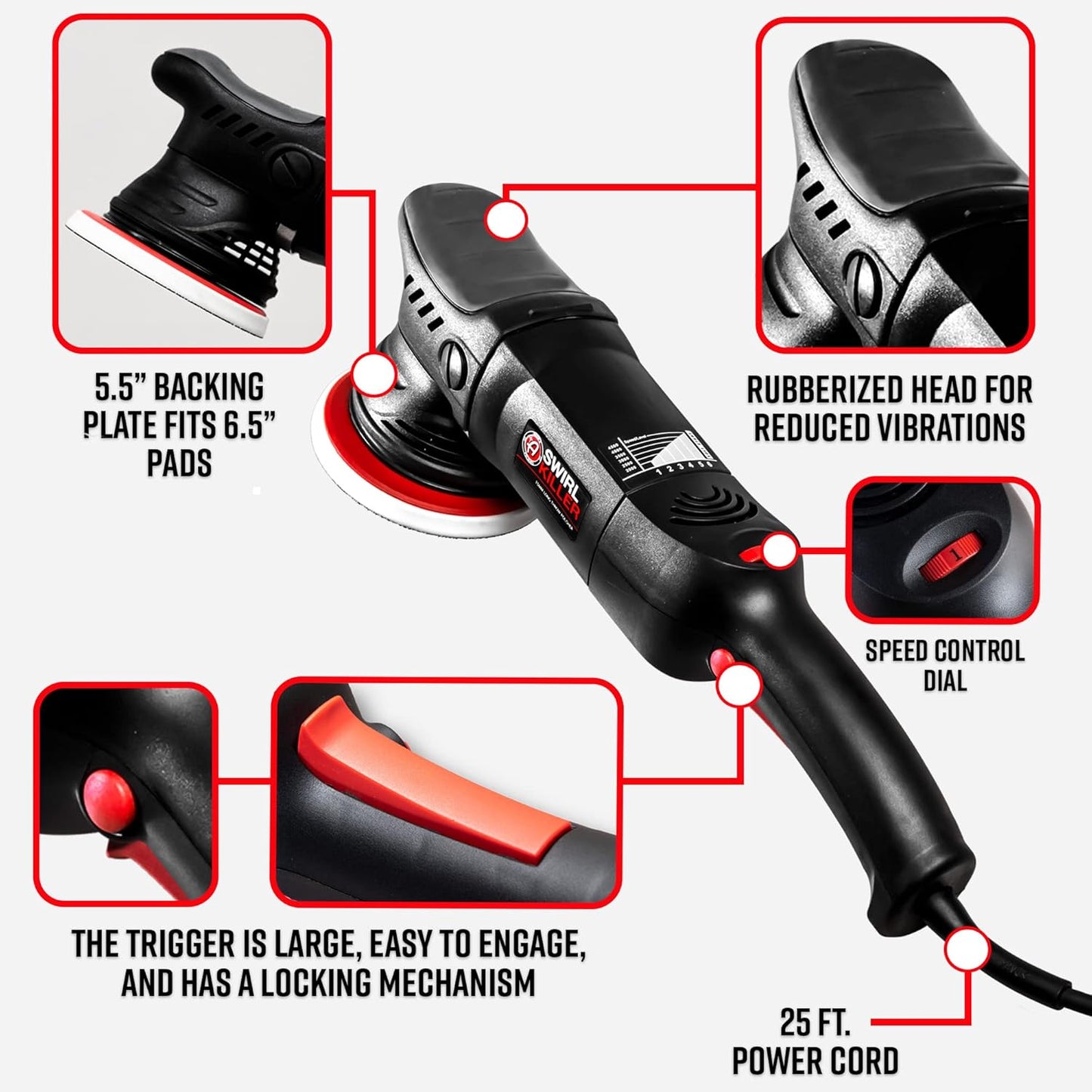 Adam's Polishes Swirl Killer 15mm Car Polisher - Buffer Polisher Dual Action Machine | Use W/Car Polish, Polishing Compound, or Car Scratch Remover | Detailing Car Wash Clay Bar Ceramic Coating