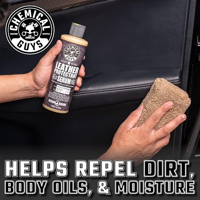 Chemical Guys Leather Cleaner & Leather Serum Kit for Car Interiors, Furniture, Apparel, Shoes, Boots, and More (Works on Natural, Synthetic, Pleather, Faux Leather and More), 16 fl oz - 2 Items