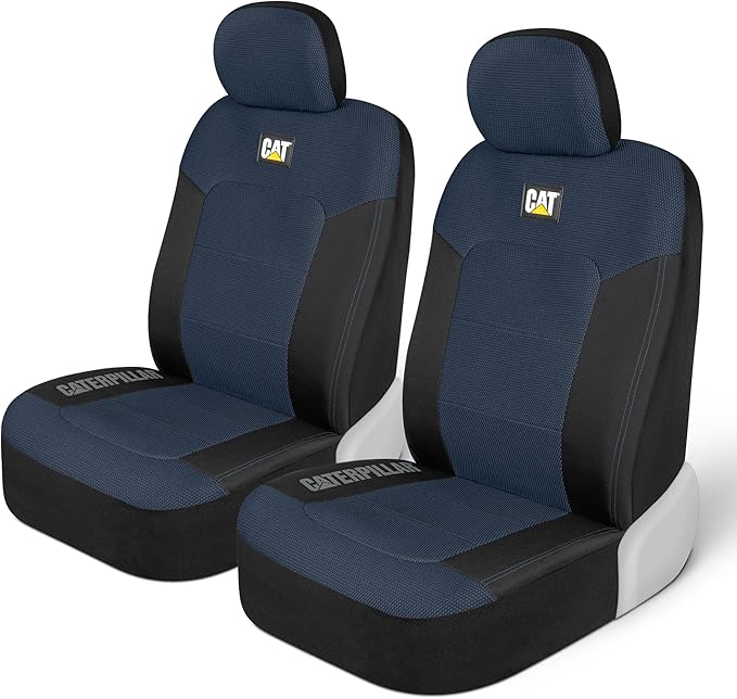 CAT Blue & Black Seat Covers for Cars, Trucks, & SUV - Set of (2) MeshFlex Car Seat Cover Front Seat Protectors - Airbag Compatible Seat Covers for SUV Interior Covers & Seat Cover Accessories