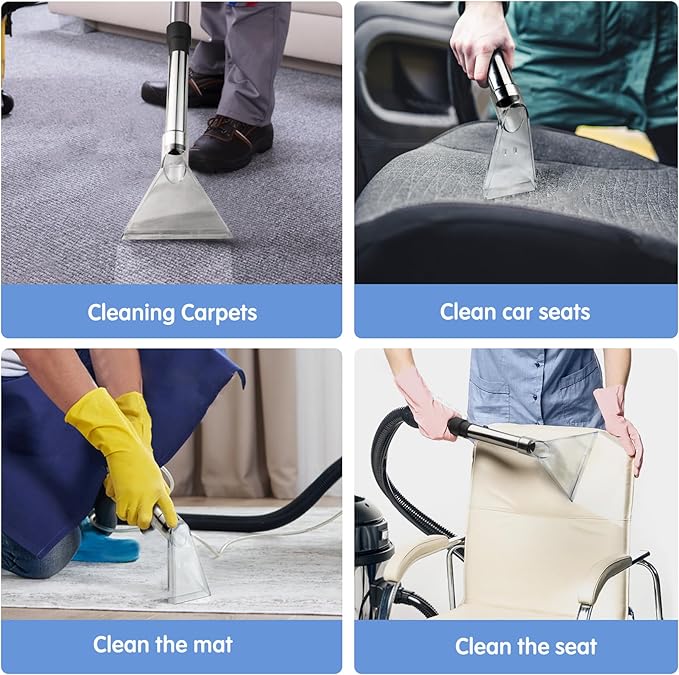 Universal Clear Vacuum Extraction Accessory Compatible with All Shop Vac Extractor, Wet Dry Vacuum Cleaner Attachments for Upholstery & Carpet Cleaning & Car Detailing