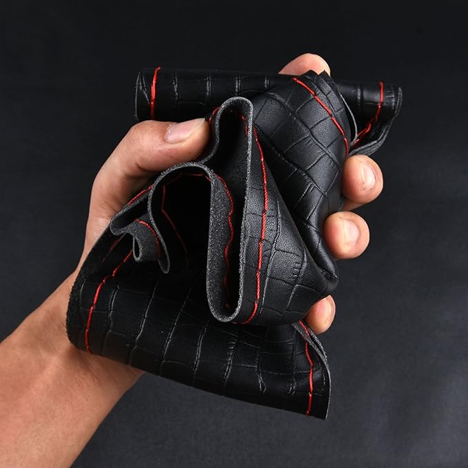 Steering Wheel Cover Universal 15 Inch with Top Genuine Leather, Anti-Slip Design, Soft Padding, Stitch on Wrap