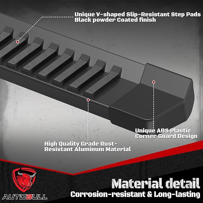 Crewmax Cab Running Boards Side Steps Compatible with 2022 2023 2024 2025 Toyota Tundra Crewmax Cab 4 Full Size Doors, Black Textured Aluminum Nerf Bars