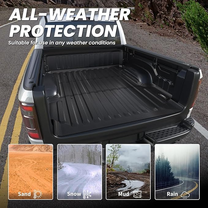 LASFIT 5FT7 Truck Bed Mat for Ram 1500/1500 RHO 2019-2026 & RAM 1500 Classic 2019-2024 Short Bed (5.7 FT / 67.4inches) Not for Rambox, All Weather Custom Fit Truck Cargo Bed Liner, Black