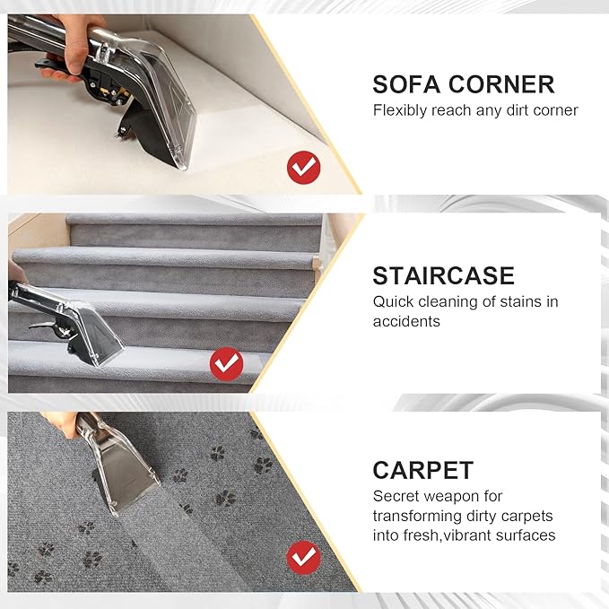 Upholstery Tool Compatible with Mytee 8400P Air Lite,1-1/2 Inches Interface,1/4” Quick Connect,Add Cleaning Brushes,Anti Fall Transparent Shell,Clean Carpets,Car Upholstery,Upholstery Tool