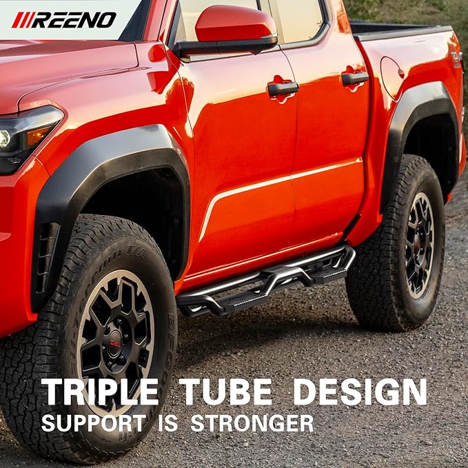 Heavy Duty Metal Running Boards Compatible with 2024+ Toyota Tacoma Double Cab with 4 Full Size Doors(4th Generation),Three Tube Side Steps 6.7'' Nerf Bars