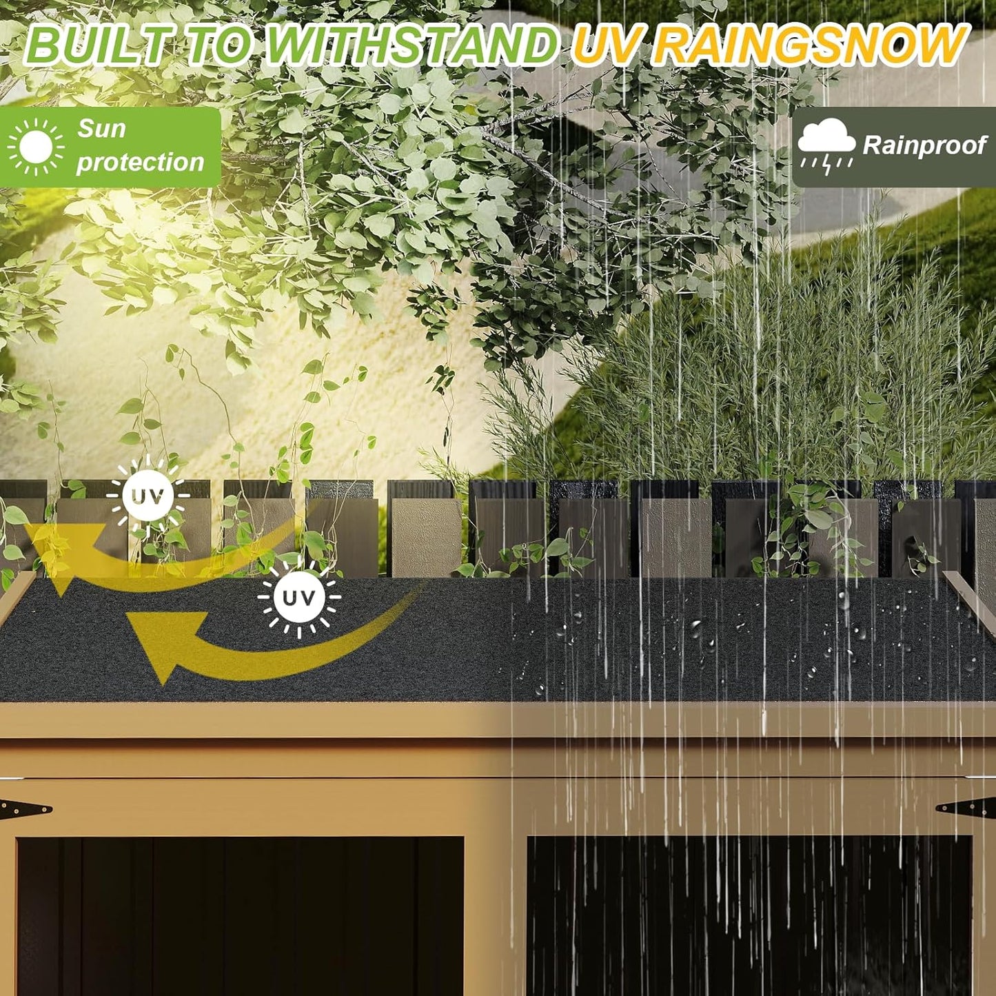 Outdoor Storage Shed with Shelf,Wood & Metal Storage Cabinet with Lockable Doors & Sloping Roof,Vertical Garden Shed for Patio Backyard,Tool Shed and Accessories, Brown