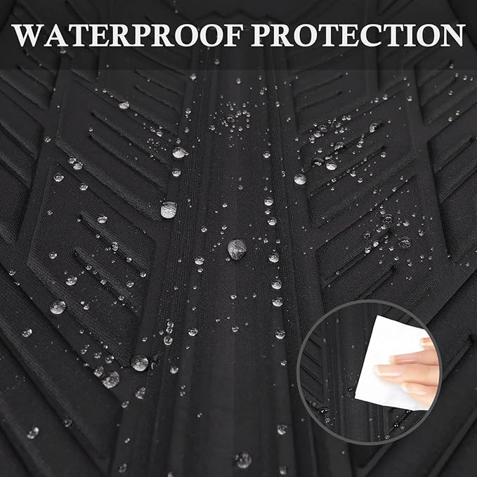 CAR PASS Waterproof Car Seat Covers Front Seats,Neoprene Seat Covers 3D Tyre Embossed,All-Weather Automotive Seat Cover Non-Slip Durable,Universal Fit for SUVs Cars Trucks, Airbag Compatible,Black Red