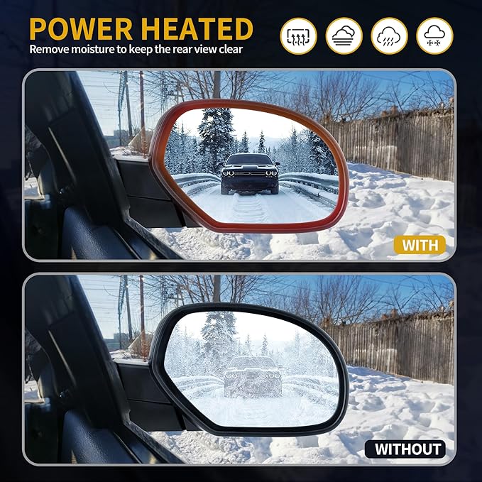 DWVO Towing Mirrors Compatible with 2007-2013 Chevy Silverado GMC Sierra 1500, 2007-2014 Suburban Yukon XL 1500 Tow Mirror, Power Heated Adjustable with LED Arrow Turn Signal Side Mirrors Pair