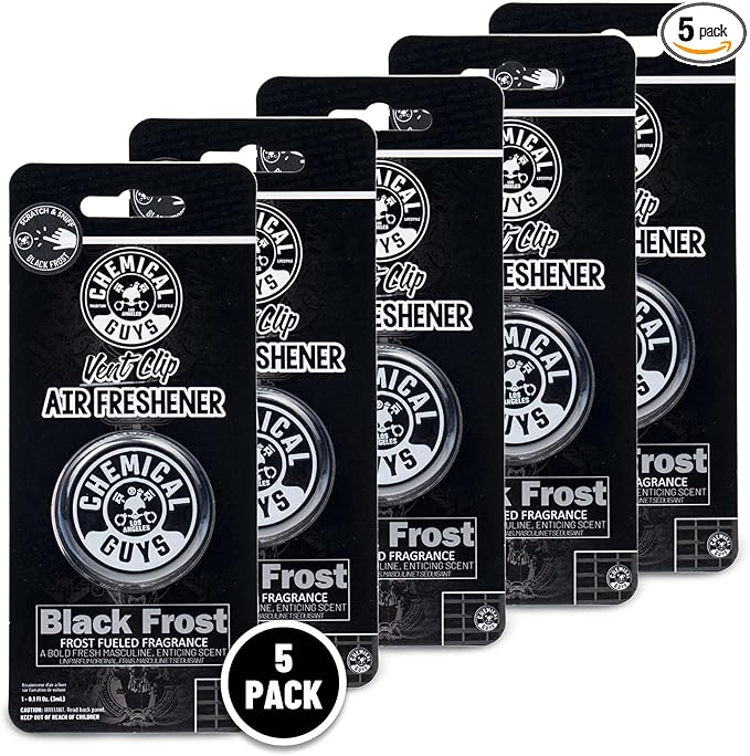 Chemical Guys Black Frost Vent Clip Air Freshener, (Great for Cars, Trucks, SUVs, RVs, Home, Office, Dorm Room & More) 5-Pack - AIR40105