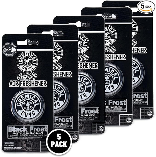 Chemical Guys Black Frost Vent Clip Air Freshener, (Great for Cars, Trucks, SUVs, RVs, Home, Office, Dorm Room & More) 5-Pack - AIR40105