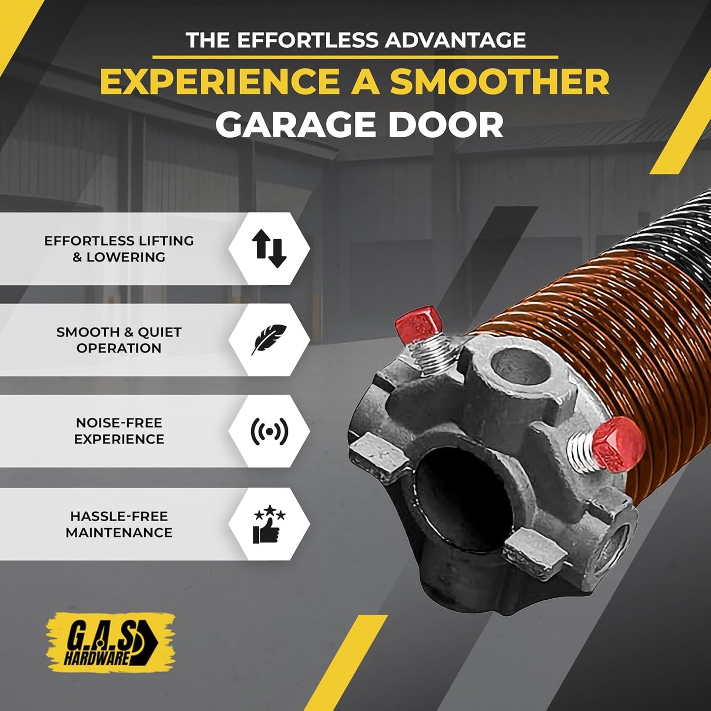 Garage Door Torsion Spring 192x2x24 Torsion Spring for Right Side of Garage Door with 1" Steel Bearing, Gloves, and Winding Bars Precision E-Coating 5-Year Warranty Minimum 30,000 Cycles (Black Cone)