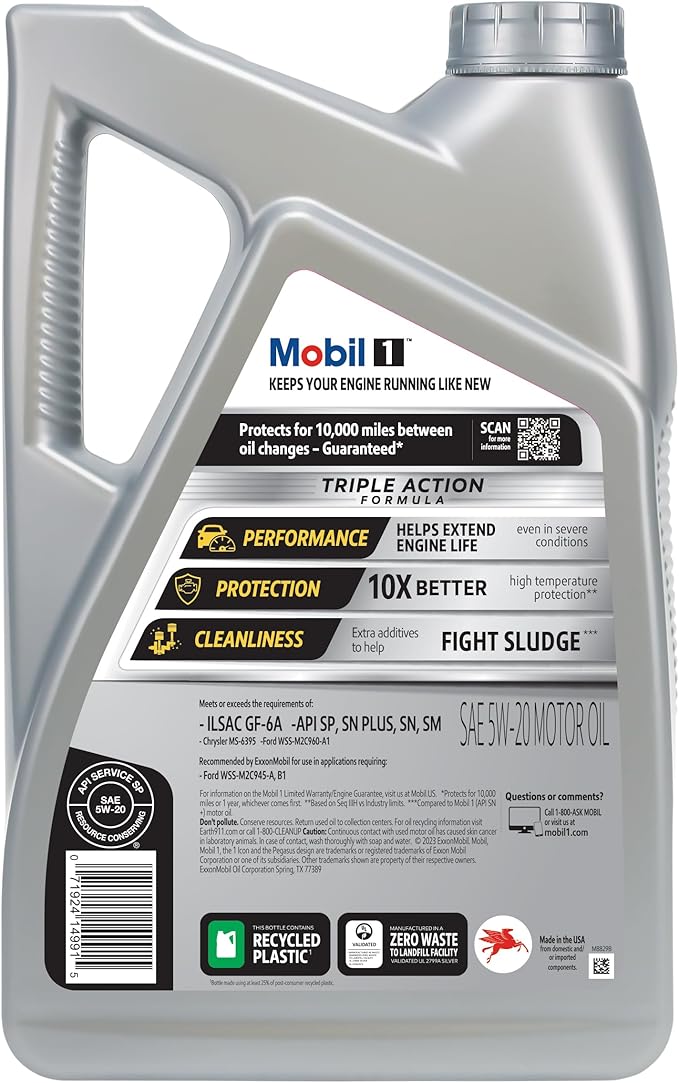 Mobil 1 Advanced Full Synthetic Motor Oil 5W-20, 5 Quart