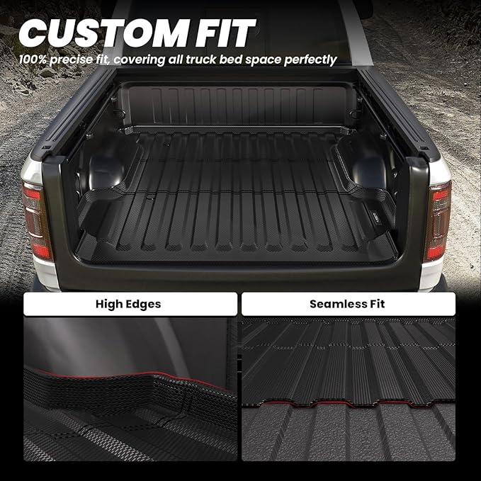 LASFIT 5FT7 Truck Bed Mat for Ram 1500/1500 RHO 2019-2026 & RAM 1500 Classic 2019-2024 Short Bed (5.7 FT / 67.4inches) Not for Rambox, All Weather Custom Fit Truck Cargo Bed Liner, Black