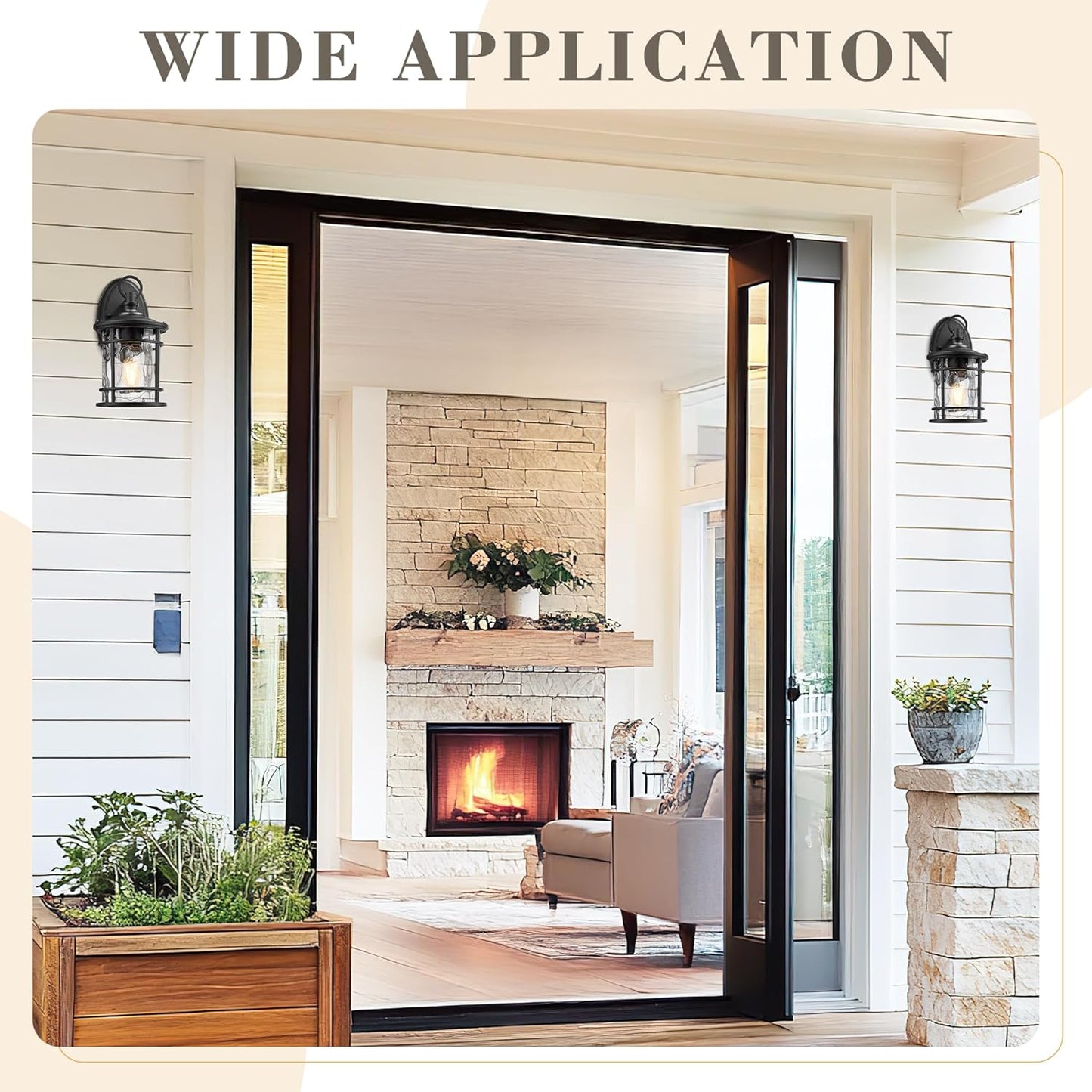 Emliviar 1-Light Outdoor Wall Mounted Lighting, Matte Black Outside Porch Light, 11.4" Aluminum Carriage Light with Water Ripple Glass, XE229BS BK-WG