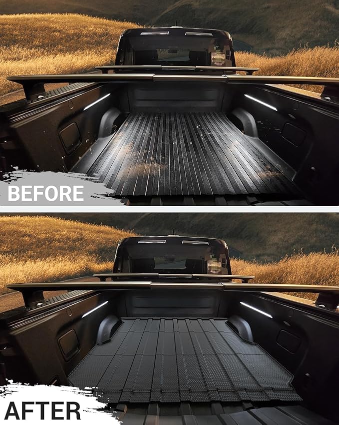 Ecarzo Bed Mat Compatible with 2026 2025 2024 2023 2022 Rivian R1T Accessories 5 FT Bed Liner TPE Cargo Mats Heavy Duty Rear Trunk Mat All Weather Protection