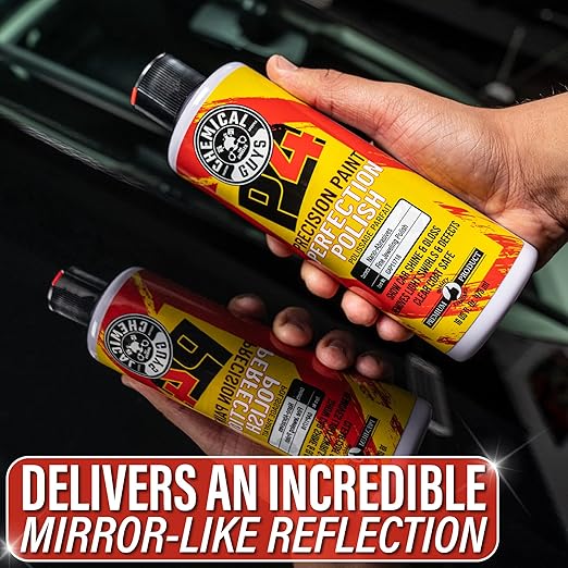 Chemical Guys C4 & P4 Clear Cut Correction Compound and Precision Paint Perfection Polish Combo - Removes Scratches, Swirls, Towel Marks, and Etching, Restores Gloss - 2 x 16 oz