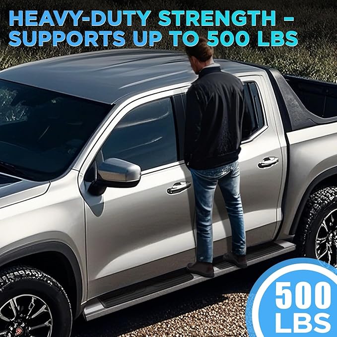 PZ 6.5" Double Cab Running Boards Compatible with 2019-2025 Chevy Silverado/GMC Sierra 1500, 2020-2025 for 2500HD 3500HD Mirror Stainless Steel Side Step Nerf Bar Ridge Pattern