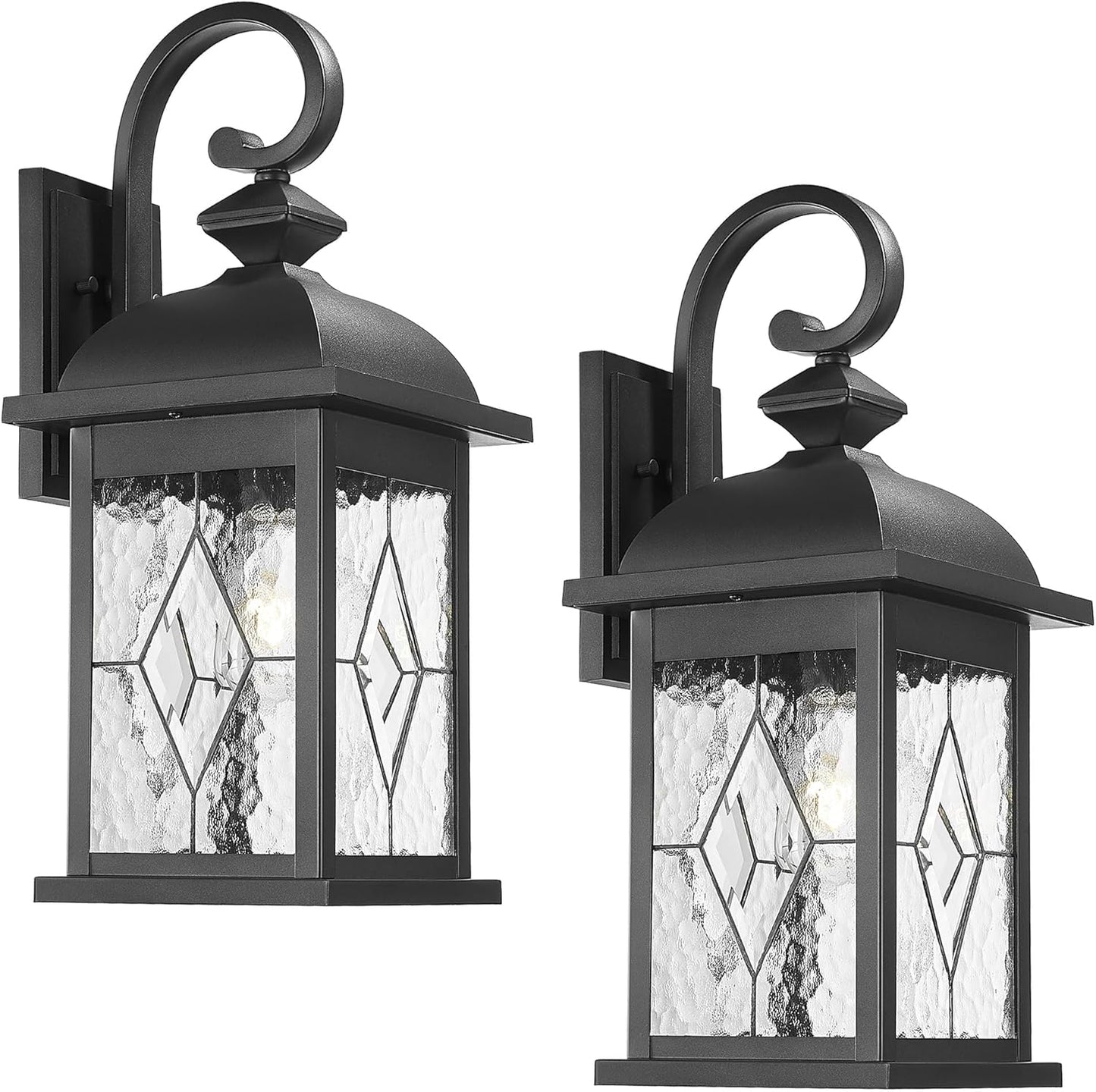 FEMILA 2 Pack Large Outdoor Wall Sconce, 21" Exterior Wall Light Fixtures, Anti-Rust Waterproof Porch Lights for Entryway, Patio, Garage, Doorway, Matte Black, 4FD54B2-2PK BK-SD