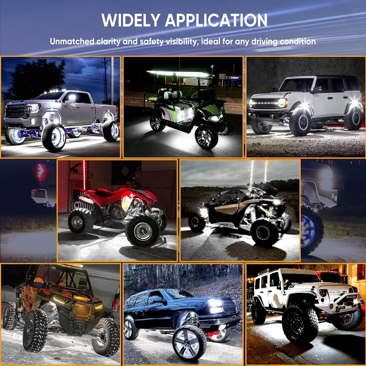 Honalia Pure White Rock Lights for Trucks 12 Pods, 6000K White LED Rock Lights Kits with Switch