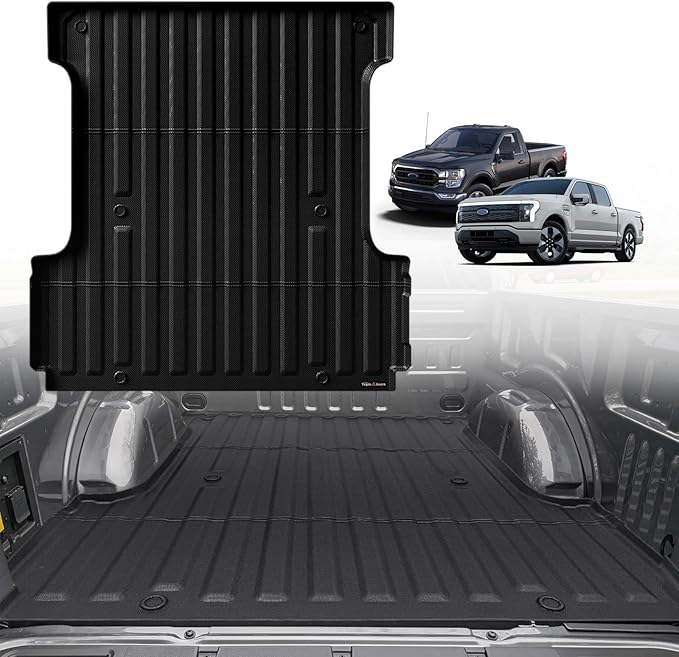 TripleAliners Truck Bed Mat Compatible with 2015-2023 Ford F150 & Lightning Accessories 5.5FT Flush All Weather Protection TPE Heavy Duty Pickup Cargo Mat