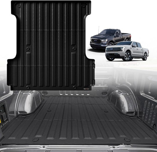 TripleAliners Truck Bed Mat Compatible with 2015-2023 Ford F150 & Lightning Accessories 5.5FT Flush All Weather Protection TPE Heavy Duty Pickup Cargo Mat