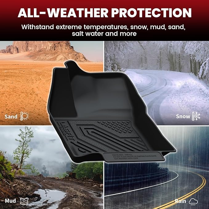 LASFIT Floor Mats Custom Fit for Toyota Corolla Cross 2022-2026（Fit Hybrid Not Fit Gasoline）, All-Weather Protection TPE 1st & 2nd Row Car Liners for Toyota Accsessories, Easy to Clean, Black