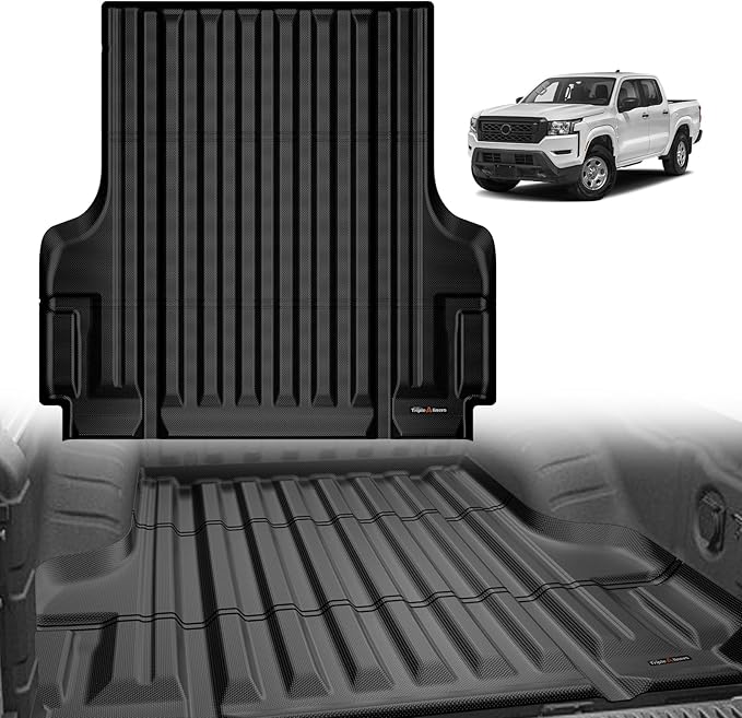 TripleAliners Truck Bed Mat Compatible with Nissan Frontier 2022 2023 2024 2025 2026 Accessories Crew Cab 5FT Vehicle Perfectly Flush All Weather Protection TPE Heavy Duty Pickup Car Bed Cargo Mat