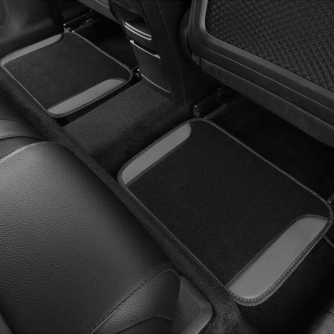 CAR PASS Faux Leather Steering Wheel Cover and Waterproof Car Floor Mats,Universal Car Combo Fit for 95% Sedan,SUV,Cars,14.5-15inch Sporty Anti-Slip Safety Comfortable Design(Black＆Gray)