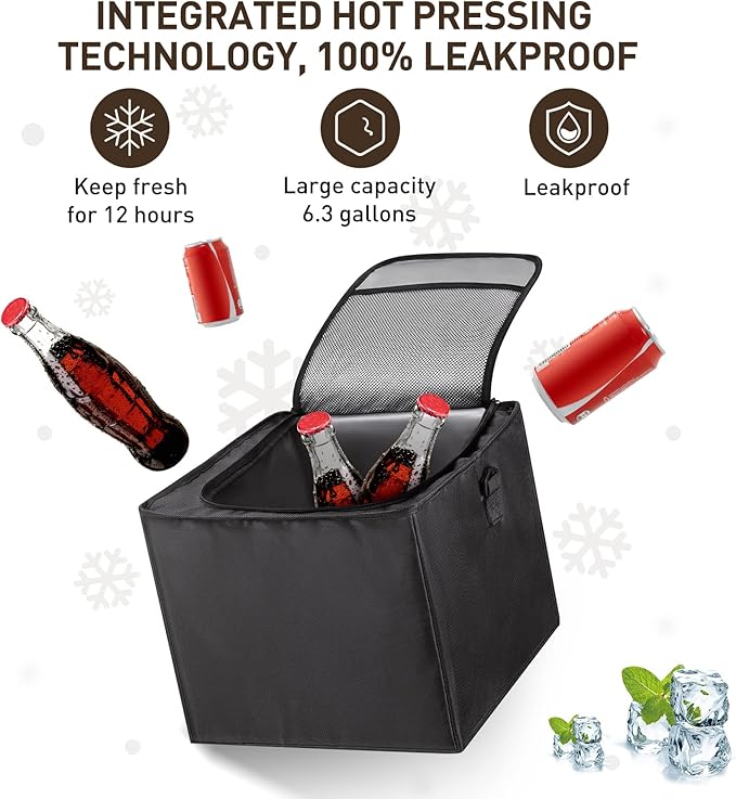 HIRALIY 4 in 1 Car Trunk Storage Organizer, Multi Compartment Foldable Trunk Storage Box with Leakproof Insulated Bag for Car Truck SUV