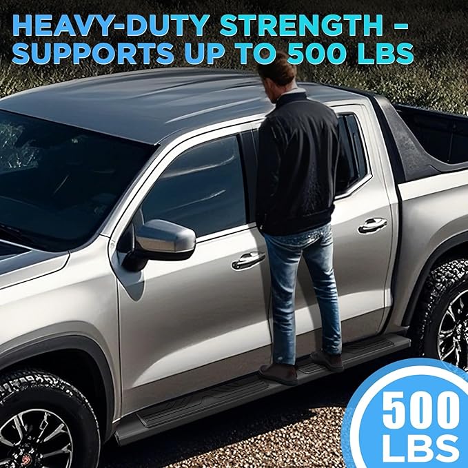 PZ 6.5" Crew Cab Running Boards for 2019-2025 Chevy Silverado/GMC Sierra 1500, 2020-2025 for 2500HD 3500HD Black Aluminum Alloy Side Steps Rails Nerf Bars Ridge Pattern