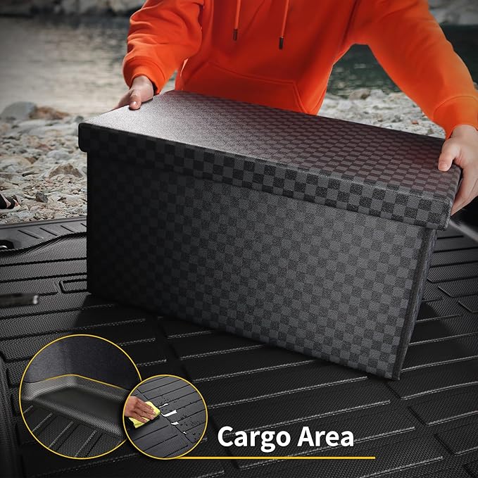 Floor Mats & Cargo Liner for Infiniti QX50 2019-2025 /QX55 2022-2025, All Weather Automotive TPE Floor Liners Set Waterproof Accessories Black