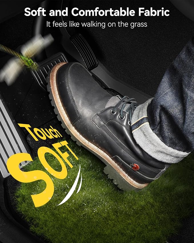 3W Floor Mats & Front Carpet Fit for 2019-2024 2025 Chevy Silverado/GMC Sierra Denali 1500 & 2020-2024 2025 GMC Sierra 2500HD/3500HD Crew Cab, TPE All Weather Accessories 2 Rows Full Set Car Mats