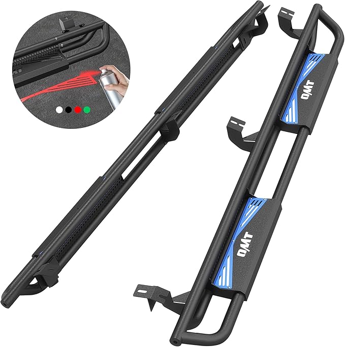 Running Boards Compatible with Toyota Tacoma Double Cab 2005-2023, 6.6" Side Steps with Paintable Step Plates, Heavy Duty Nerf Bar with Triple-Shield Anti-Corrosion Technology, Single Stair