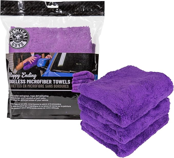 Chemical Guys MIC34803 Happy Ending Ultra Plush Edgeless Microfiber Towel, Purple (16" x 16")